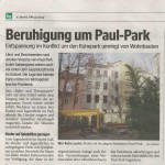 Artikel über Ruhepark in der Bezirkszeitung vom 9. Dezember 2009